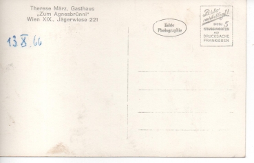 Ansichtskarte Therese März, Gasthaus "Zum Agnesbrünnl", Wien